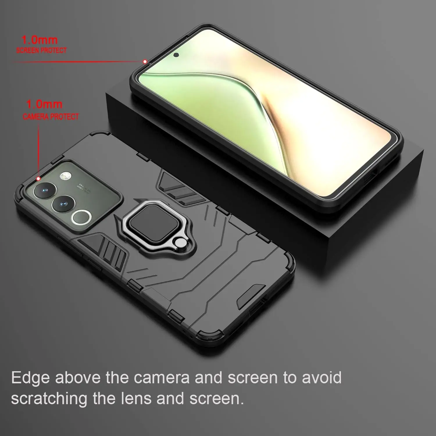 Magnetisk etui til VIVO V40 SE V30 Pro V30e V29 Lite V29e beskyttelsescover med ringholderbeslag skal fundas coque_voghion.com