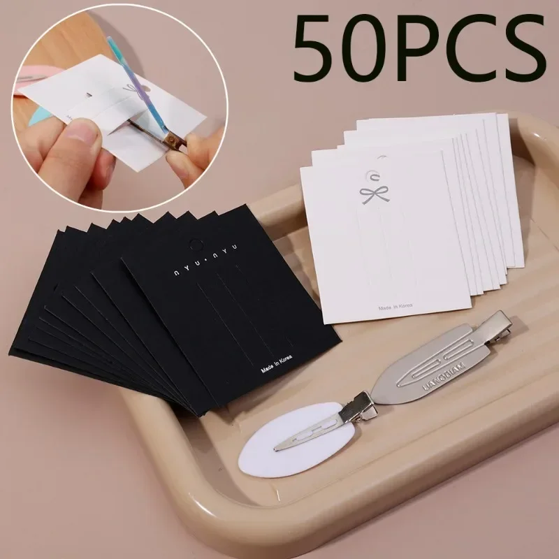 Hair Clips Display Card Women Girls White Bow Packing Paper Card Fashion Simple Hairpin Cards Jewelry Retail Price Tags Labels 100pcs 50pcs thank you hang tags kraft paper card white labels for handmade jewelry packing retail price tag gift wrapping