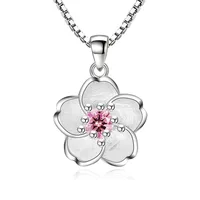 Colliers en argent Sterling 925 pour femmes, fleur de pêcher rose violet, accessoires de bijoux de luxe de styliste, vente en gros 1