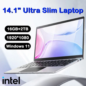 Ultra Slim Laptop 14.1" 16GB RAM 2TB SSD Intel N3700 Notebook Windows 11 Pro 1920*1080 Display Office Study Computer PC 1
