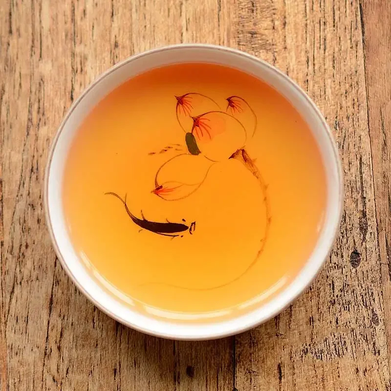 Chinese Kungfu Tea Cup Porcelain Lotus Orchid Teacup Set Hand-painted Ceramic Lotus Carp Tea Cups Creative Drinkware Gifts 65ml tea set
