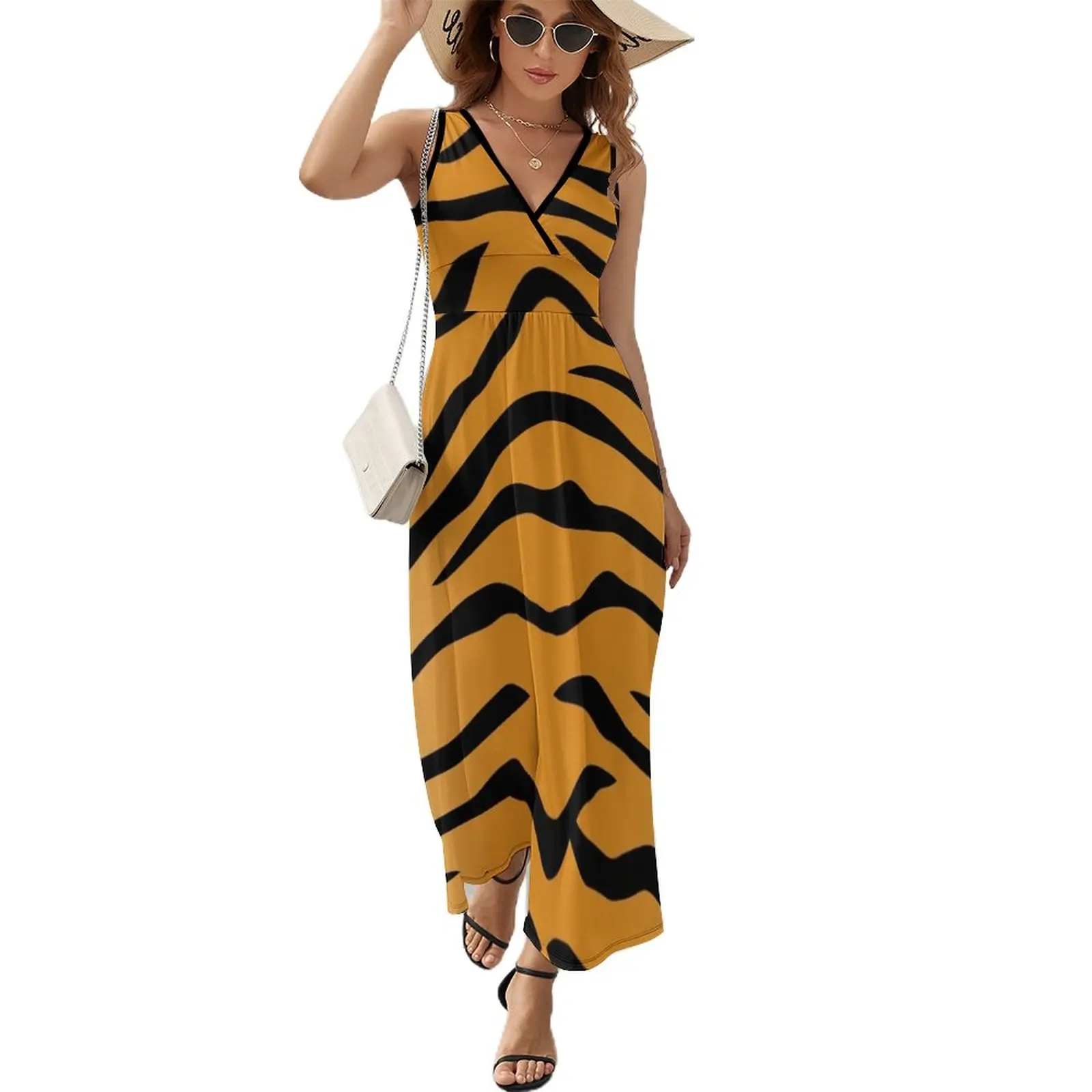 

Tiger Stripes Sleeveless Dress summer women's suit dress women summer