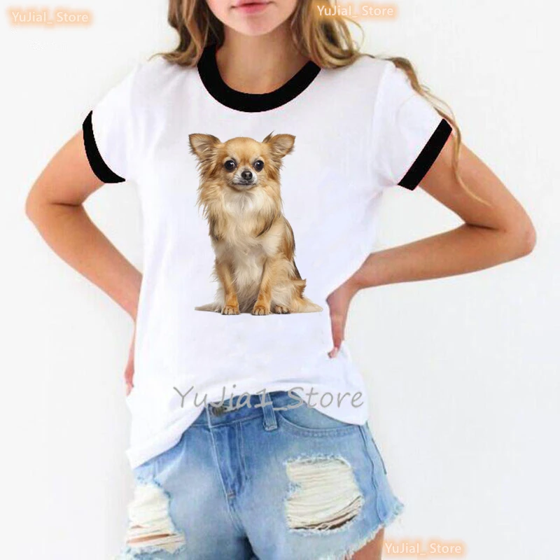 Kawaii Kleidung niedlichen Chihuahua Tier druck T-Shirt für Mädchen Hunde liebhaber T-Shirt Frauen Harajuku Shirt Sommer Tops T-Shirt Femme – Detail 9