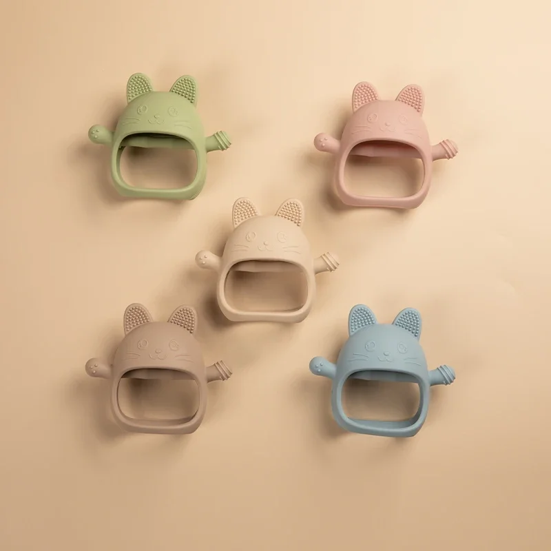 New Born Silicone Glove Teether Toy BPA Free Baby Cat Shape Hand Pacifier for Infant Molar Chewing Nursing Toys Baby Accessories teething toys silicone teething toys baby teething toys silicone teether
