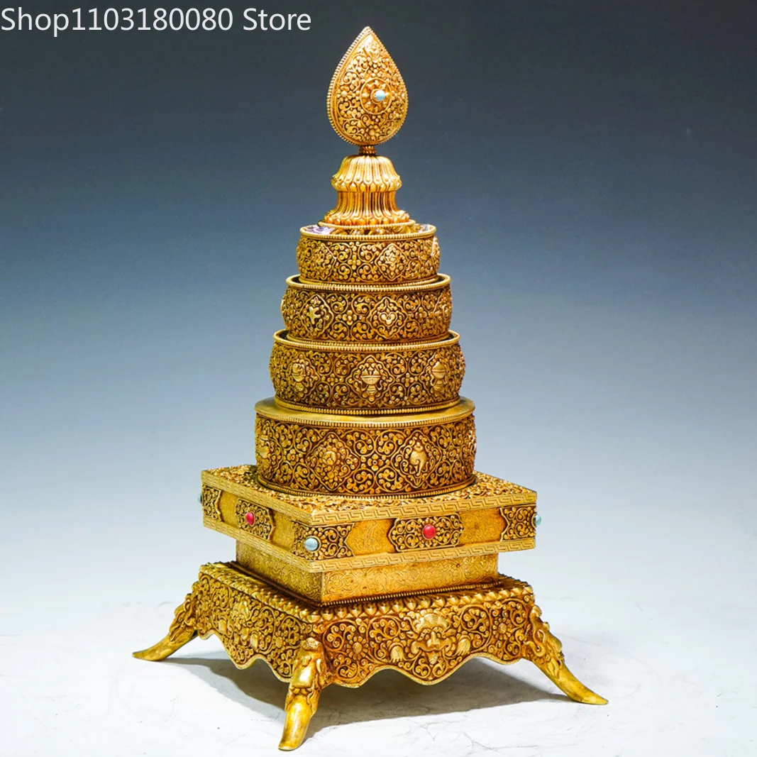 45cm Copper gilding silvering Tytsa Mandala tray Tibetan Buddhism man!d!ala Manzag tray Large size 2
