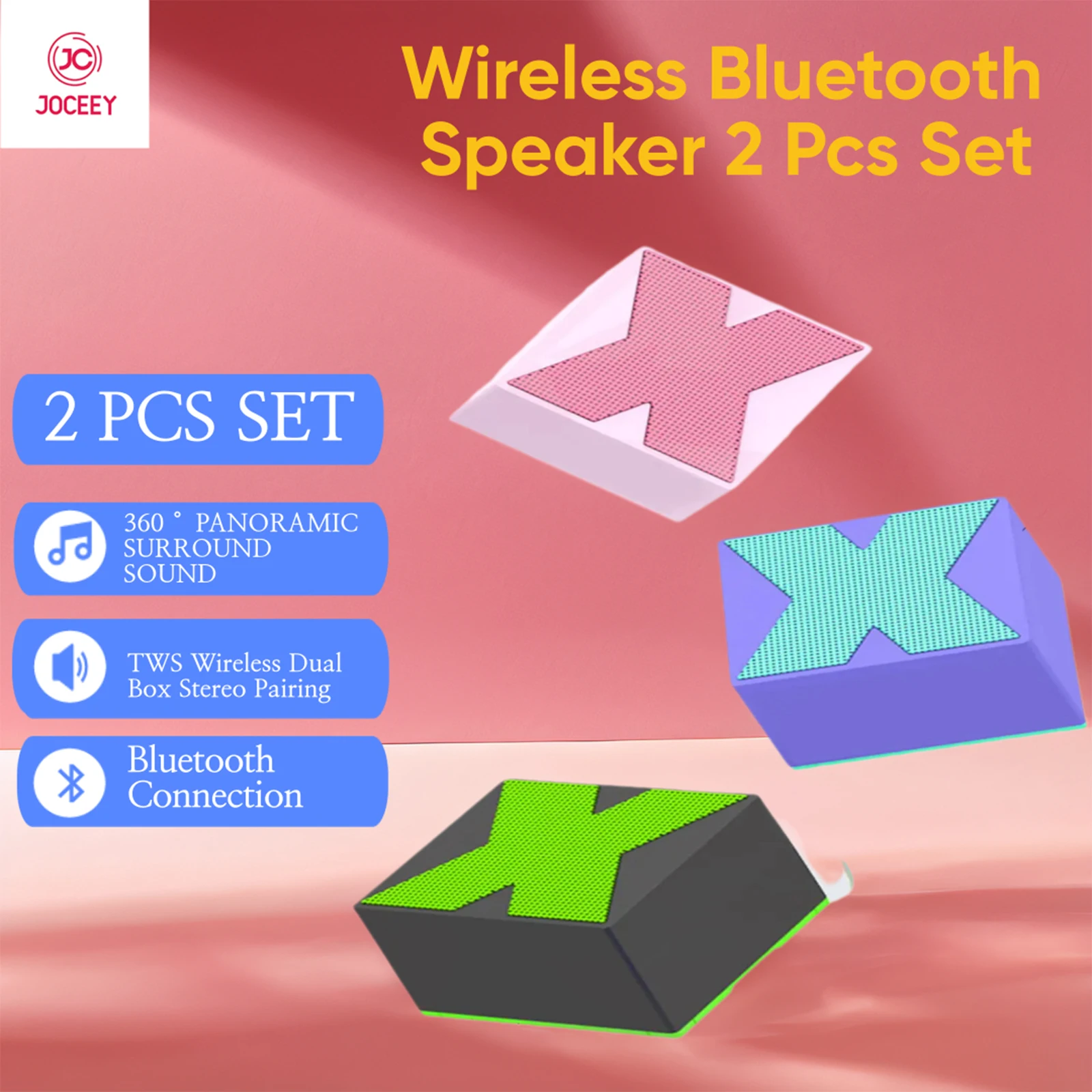 JOCEEY Small Speaker Bluetooth Speaker with 360&deg;HD Stereo Sound and Robust Bass TWS Wireless Bluetooth speakers 2 PCS portable bluetooth speaker speaker tweeter bluetooth stereo amplifier