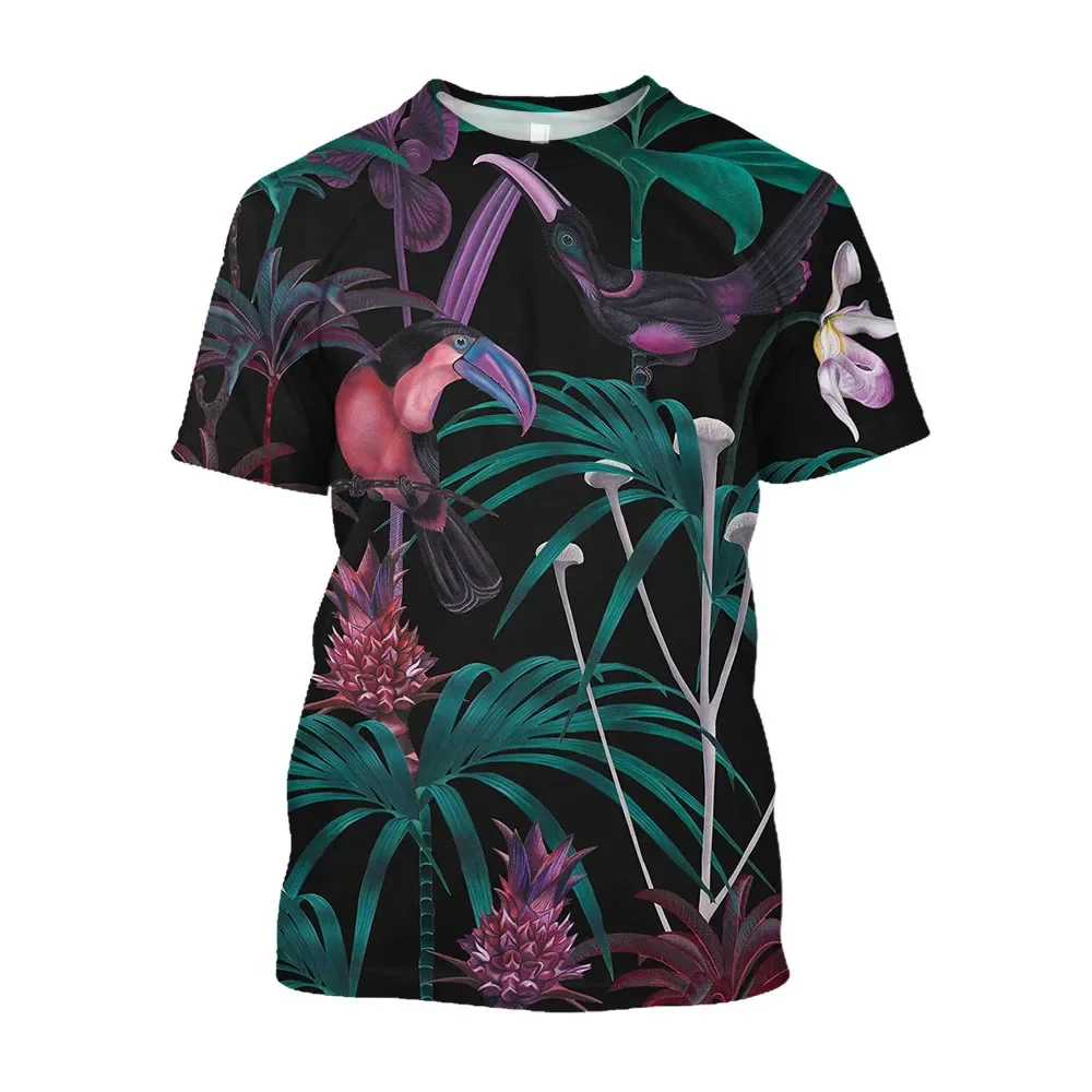 【CPGN STUDIO】Parrot Leaf Embroidery Short Sleeve T-shirt Summer Fashion Parrot Bird graphic t shirts For Unisex New