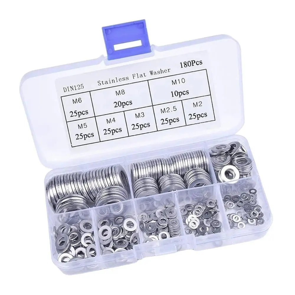 Description Picture 2 of itemAssorted Washers Gasket Stainless Steel 180PCS Washers For Screws Fender Washers Flat Washers Rust Free 8 Sizes Hardware