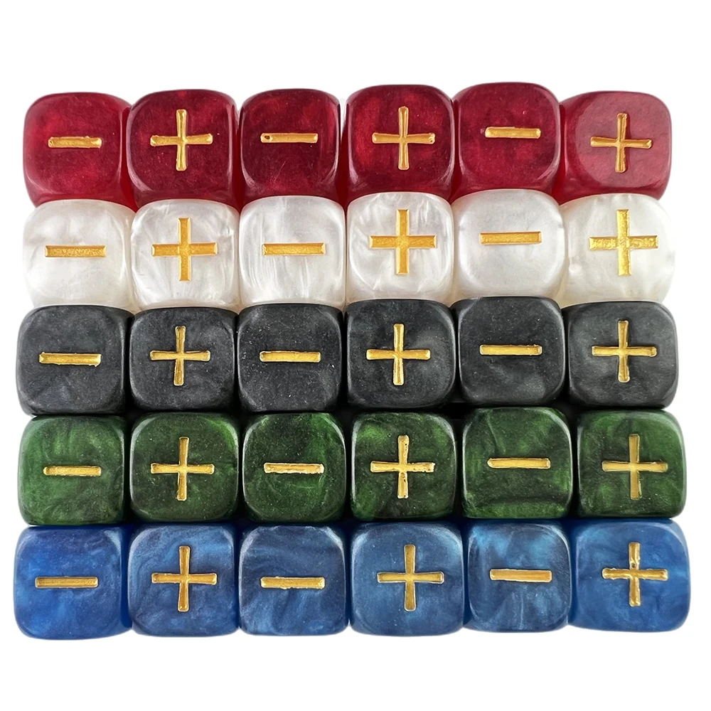 4PCS 16mm Fate Dice for Board Game +,- Mable Effect with Gold Ink Tabletop Game Desk Game Role Playing game dice,dice set