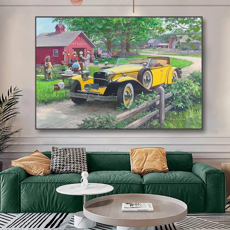 

Modern Nature Landscape Car Canvas Painting Idyllic Freedom Living Poster Wall Art Home Decor Painting