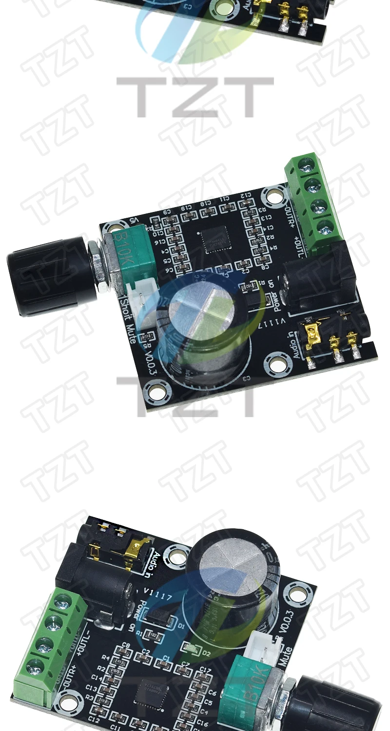 TZT 1/3PCS Super Slim 2 x 15W PAM8610 Klasse D Digital Dual Power Audio Verstärkerplatine 12V schwarz – Detail 6