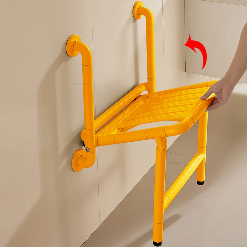 Folding Wall-mounted Bathroom Seats Home Safety Non-slip Shower Chair Bathroom Barrier-free Stainless Steel Armrest Bath Chair 4