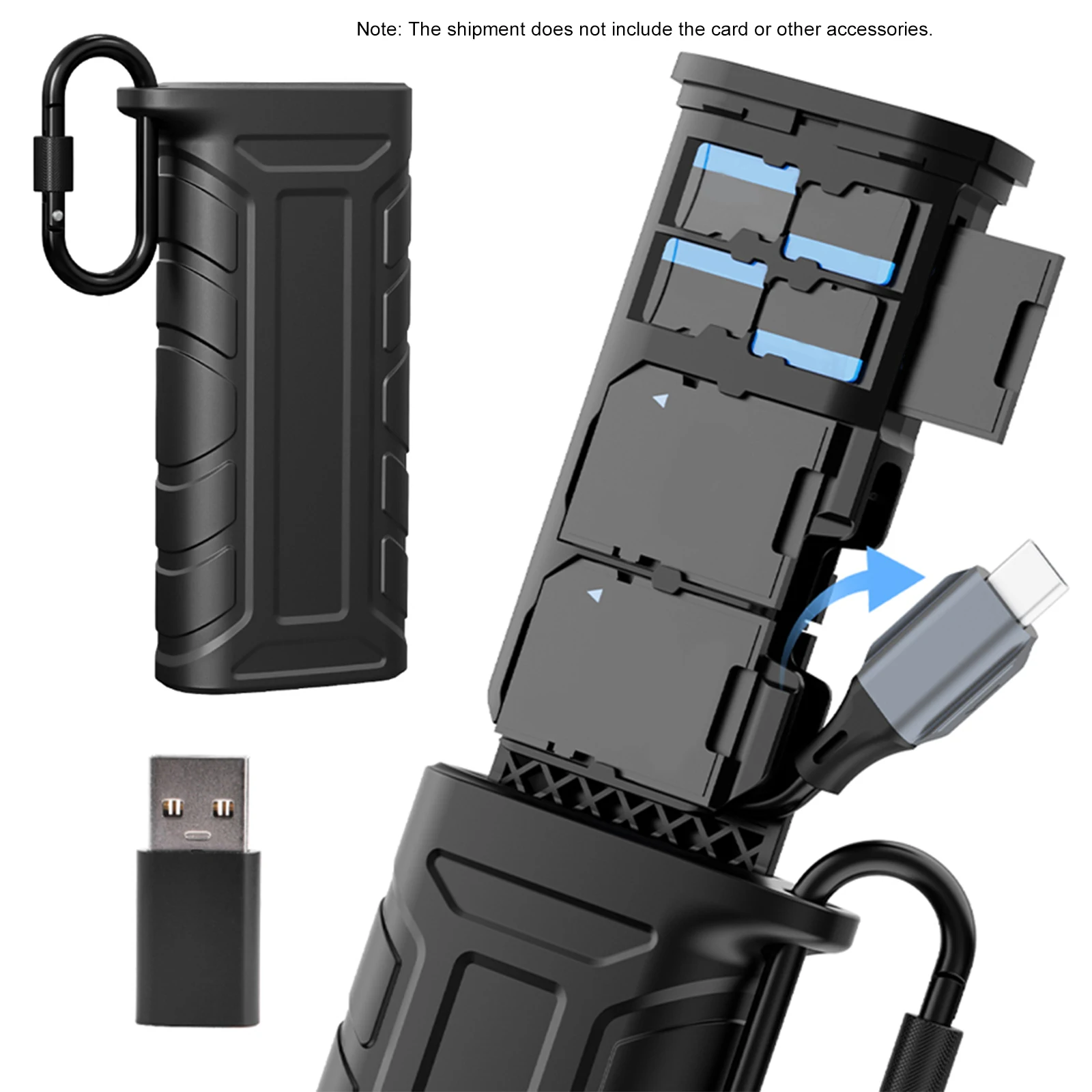 2-in-1 카드 홀더 및 리더기 312MB/s 고속 카드 리더기 보관함 USB 3.1 Type-C SD/TF 휴대폰 태블릿과 호환 가능