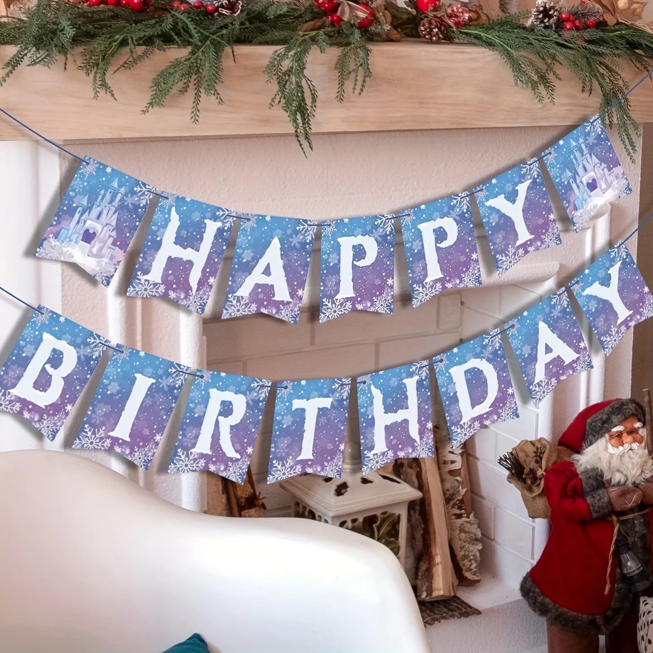 Frozen Birthday Party Banner Frozen Party Decorations Winter Snowflake Happy Birthday Banners for Winter Wonderland Christmas party decorations christmas decorations birthday banner