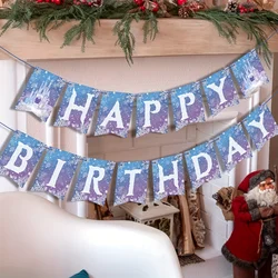 Winter Wonderland Snowflake Happy Birthday Banner for Frozen - Themed Celebrations (Decorations Winter)