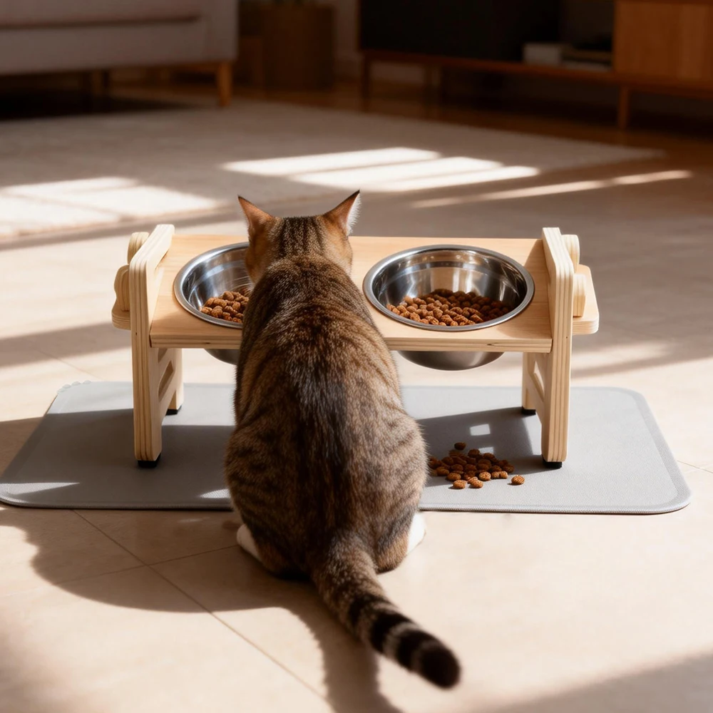 6-Fach Höhenverstellbarer Katzenfutternapf-Ständer Erhöhter Tierfutterspender Silikon-Futtermatte Anti-Verschüttung Leicht Zu Reinigen Katzenfutternapf-Unterlage Für Katzen Sa55A8Ea2E67B463C9Ce5391E0A9519D6A