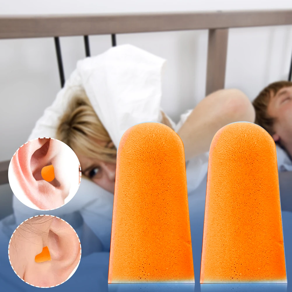 Reusable Soft Orange Earplugs for Sleeping Noise Reduction