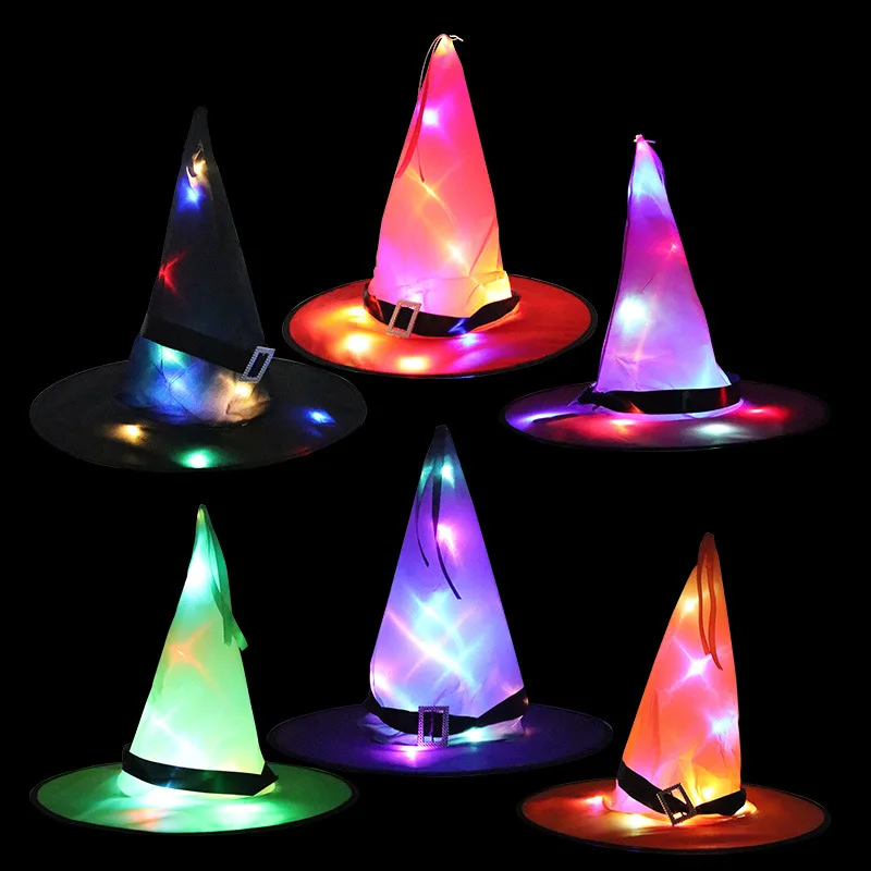 

Halloween hat Ghost Day party decoration props LED glowing witch hat magician witch hat