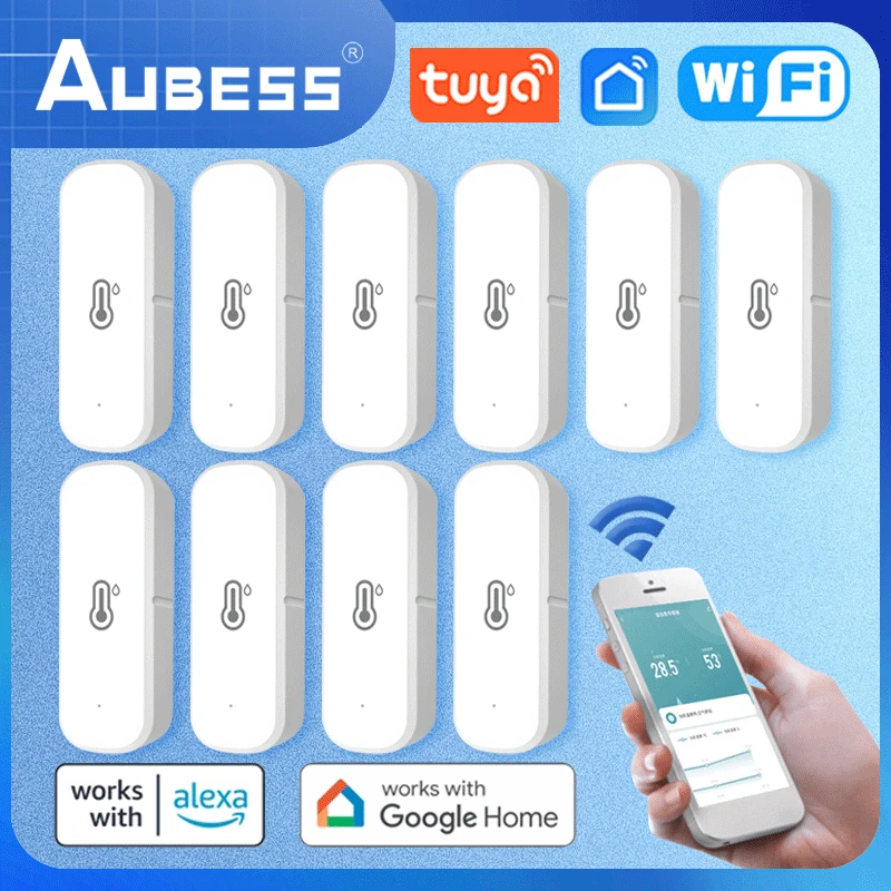AUBESS WiFi Temperature Humidity Sensor Indoor Thermometer Hygrometer Smart Home Security Alarm