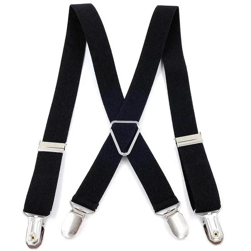 Work Suspenders 2025 Men Adjustable Elastic X Back Women Suspender For Trousers 2.5CM Width 4 Clips Back Braces