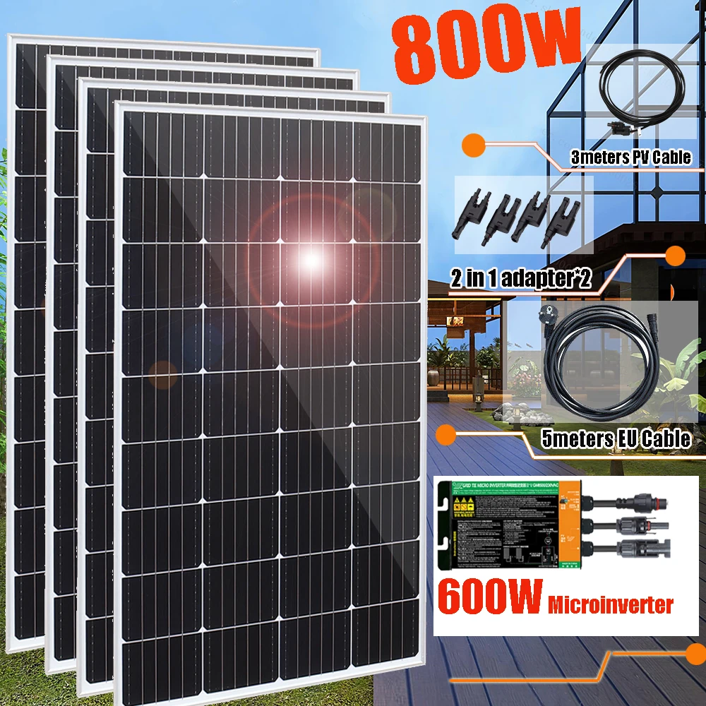 800w 400w pannello solare rigido kit comeplete plug and play pannello fotovoltaico casa sistema