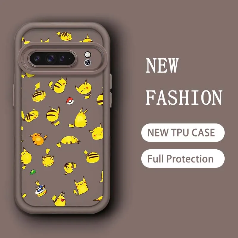 P-Pokemones P-Pikachus Anime Eye Ladder Shockproof Soft TPU Phone Case