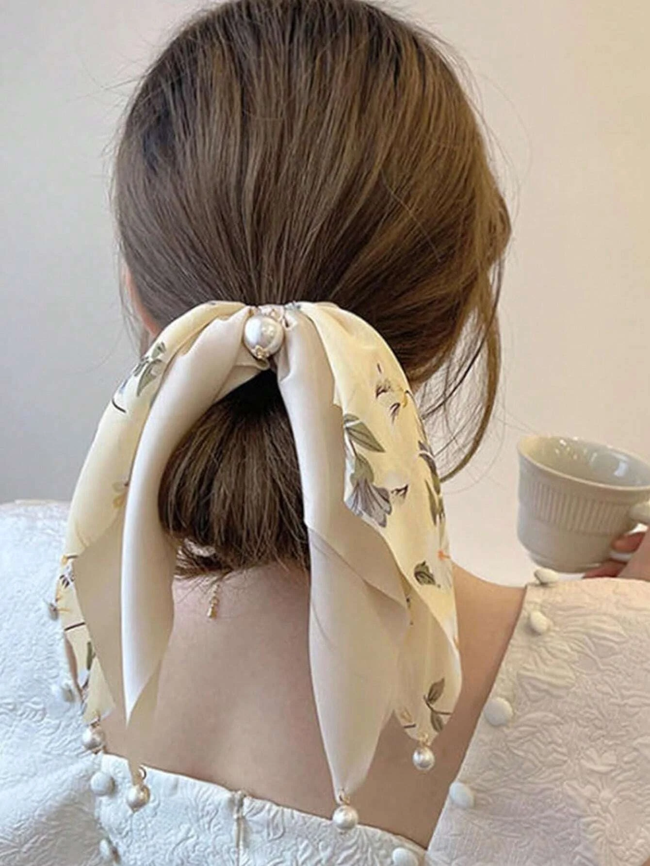 1/2/4 Stück neues modisches Damen-Haarband, Knotenband-Stirnband mit Kunstperlen und Blumenmuster, Boho-Zubehör – Detail 7