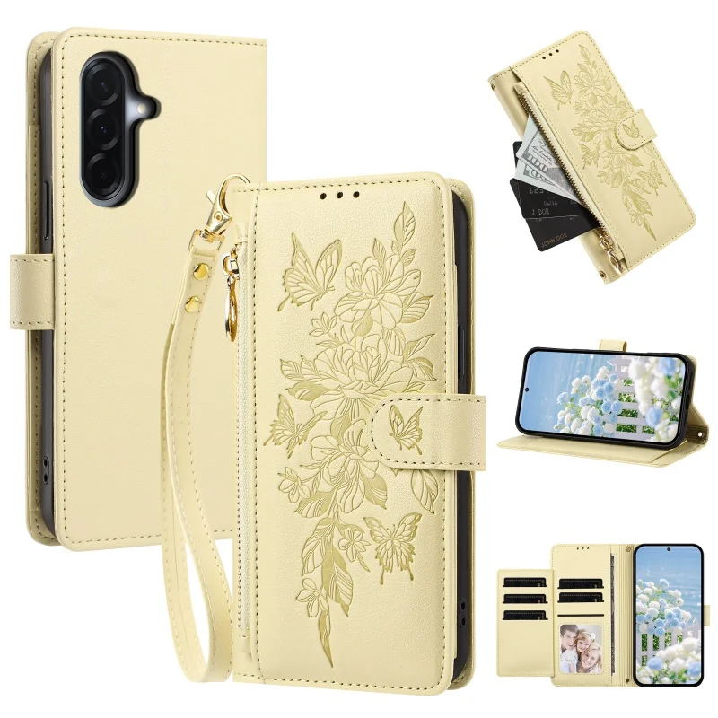 Zipper Leather Wallet Phone Case with Card Holder