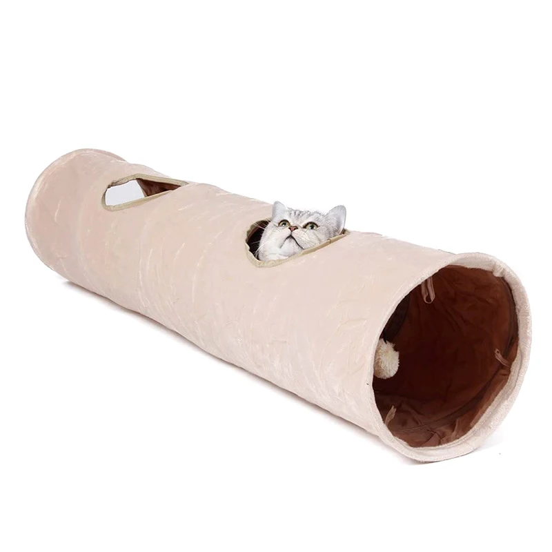 Giocattoli Tunnel Per Gatti Con 2 Fori Per Esplorare 25*120Cm Tunnel Per Gatti Oxford Panno Pieghevole Pet Totoro Rolling Toy