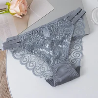 Culotte creuse en dentelle pour femmes, 1 pièce, en coton, respirant, confortable, Triangle, maille transparente, slip taille basse, sous-vêtements 6