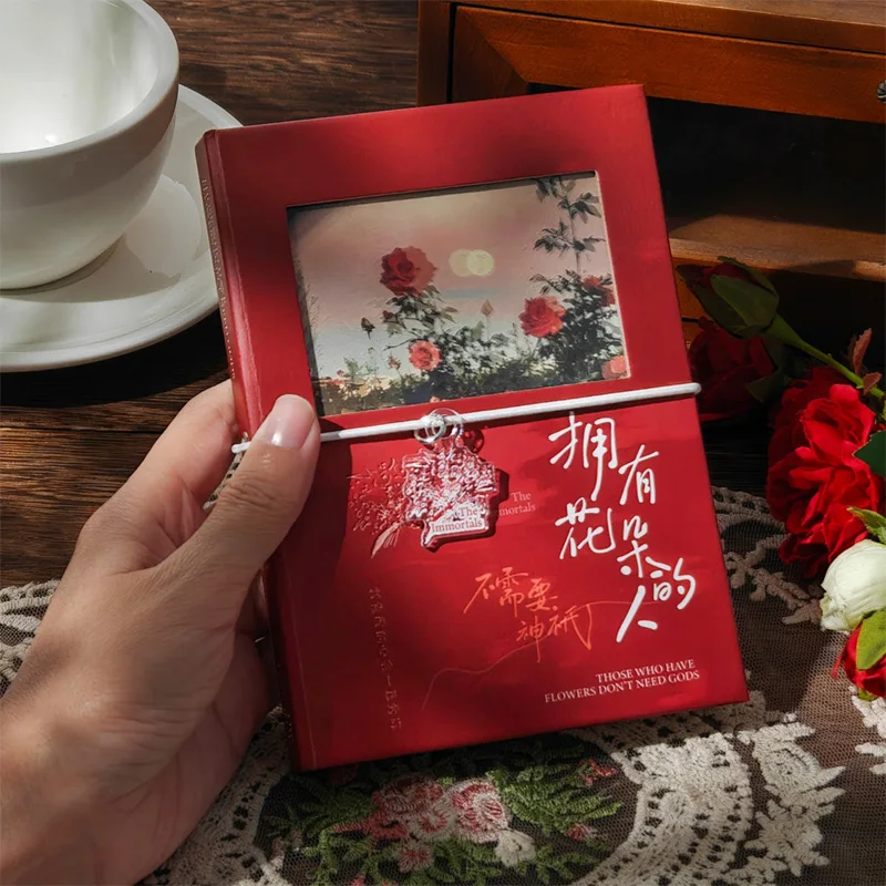 Artistic Translucent Cover Hardcover Notebook with Stickers - 96 Pages, A6, Thickened Quality