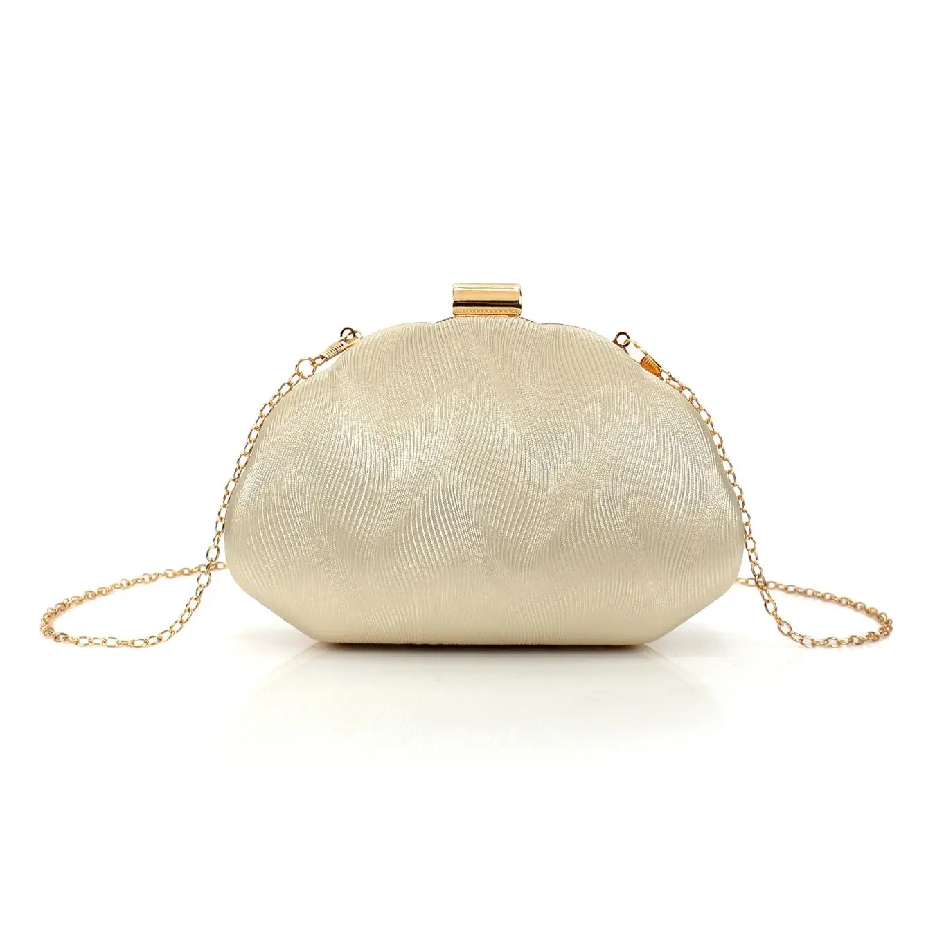 Glittering Metal Women Evening Clutch Bags with Shell Design