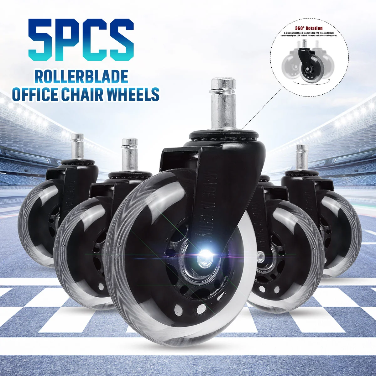 5PCS Office Chair Casters Hard Floor Casters Premium Caster Wheels for