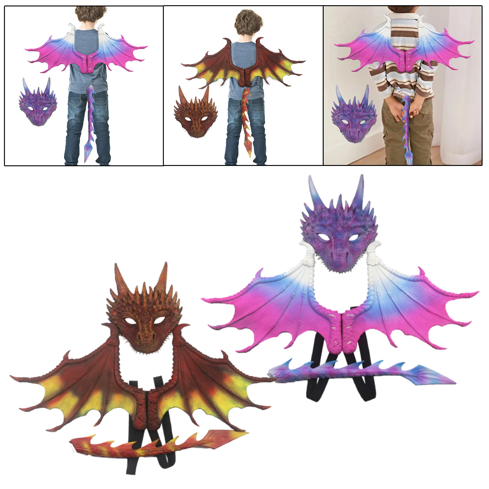 【貴重】MASCHERA DRAGONHEADS DRAGONTAILS Dragon Mask Wing Costume Cosplay Dinosaur Tail Mask Set for