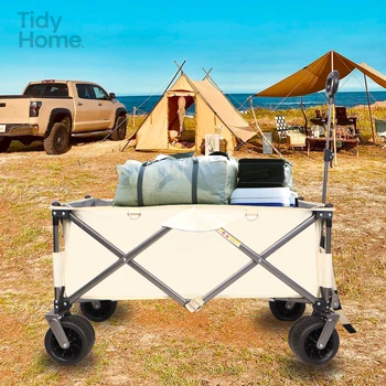 Folding Wagon, Heavy Duty Utility Beach Wagon Cart for Sand with Big Wheels 1