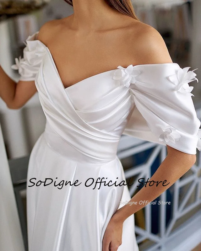 SoDigne A-line Off Shoulder Wedding Dresses V-neck Sleeveless Satin Bridal Dress Long Elegant Bridal Gown 2025 Customized 16 Sa55b5214ced6413e899b41aa87b5979e6