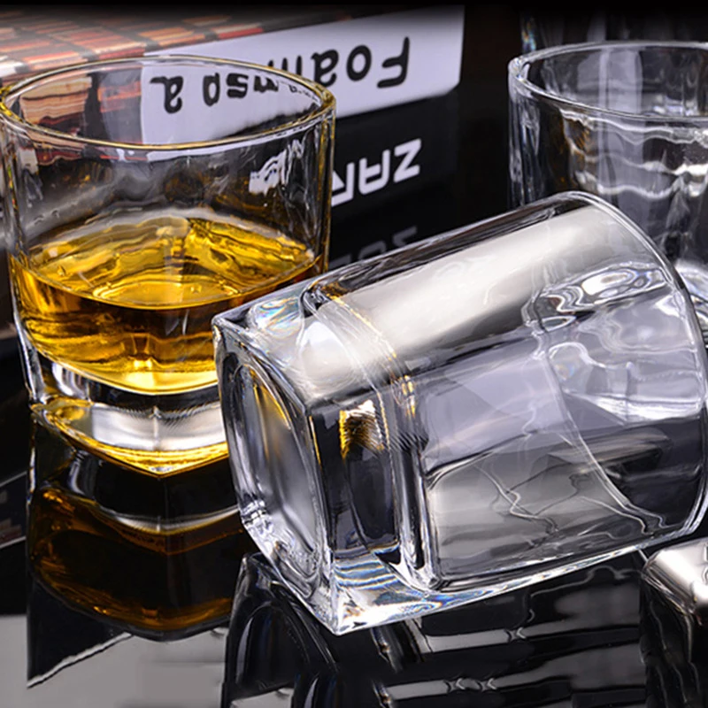Wine Glass 235ml Thickened Bottom Square Water Bottle Thick Glass Tumbler Old Fashioned Transparent Coffee Cups Juice Cup