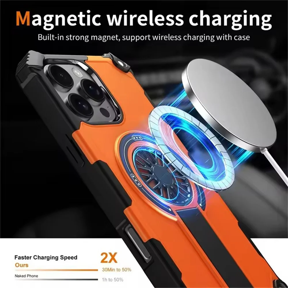 Magnetic Folding Stand Armor Phone Case with Magsafe Dual Layer Military Cover