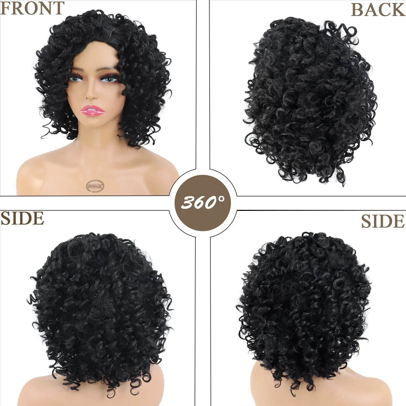 Parrucche Testa Esplosiva Parrucca Sintetica Corta Afro Crespo Capelli Ricci Per Donne Nere Parrucche Glueless Ombre Africane Regolari Parrucca Cosplay - Foto 13