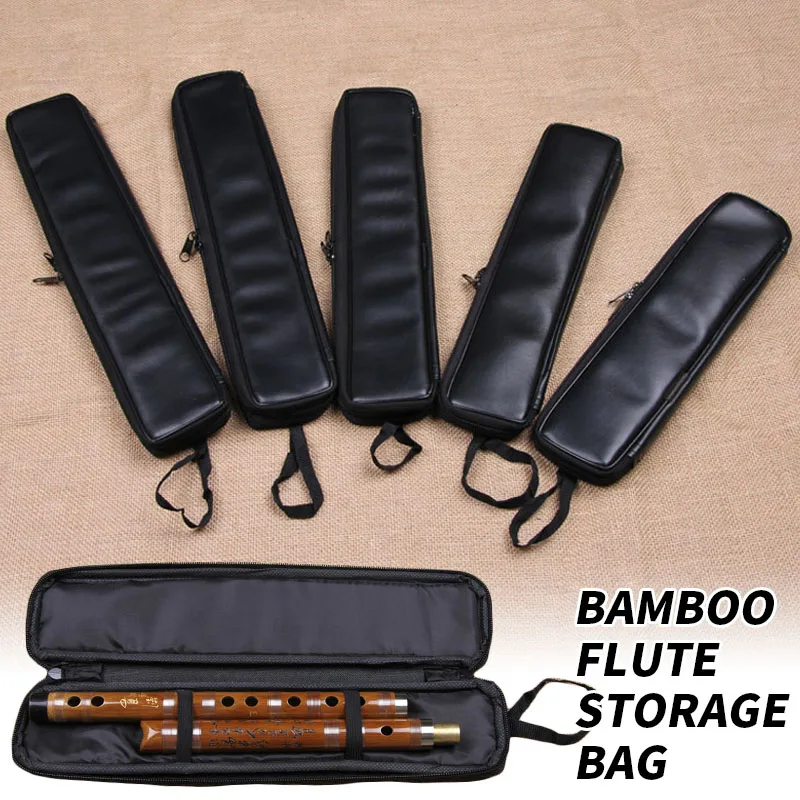 31-54cm Flute Storage Bag PU Leather Portable Bamboo Flute Protection Storage Bag Flute Musical Instrument Case Accessory 3