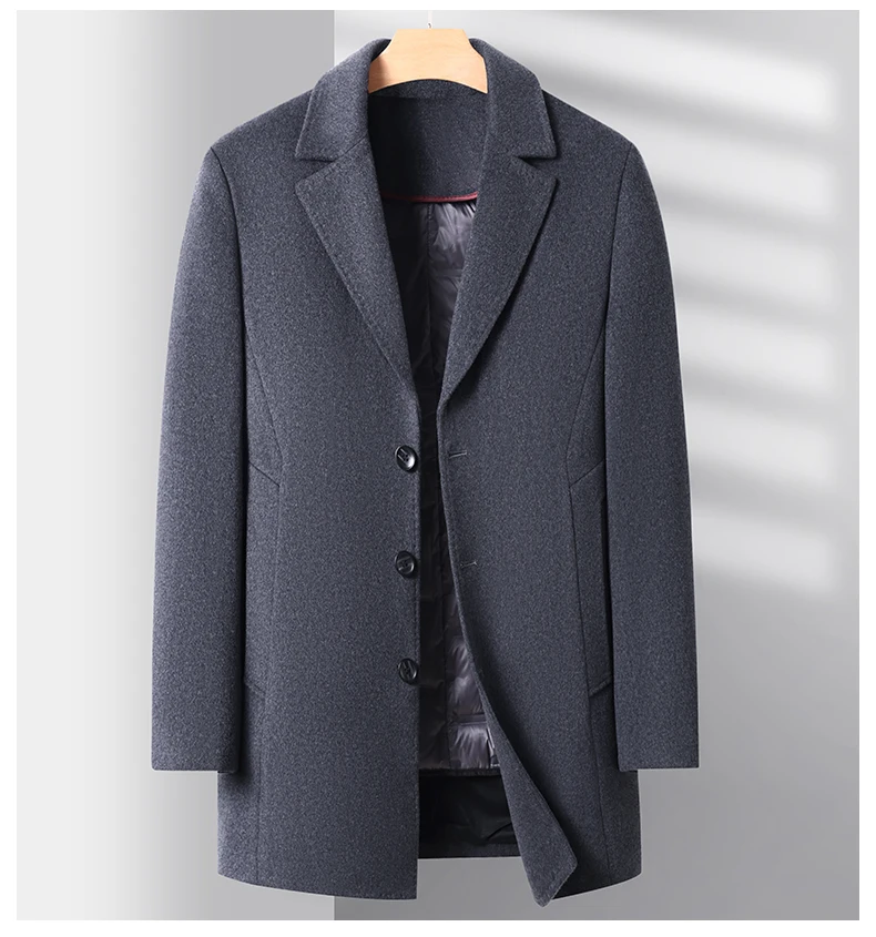Business Casual Herren Warme Wollmäntel 2025, Winter-Entendaunen-Futterjacken, Woll-Windjacke, Oberbekleidung, solider dicker Puffer-Mantel – Detail 19