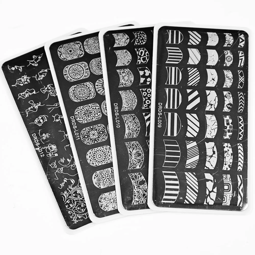동물 프린트 네일 아트 스탬핑 플레이트, 네일 스텐실 드로잉 스탬프, DIY 네일 스탬핑 플레이트 도구, 12x6cm, 1 개