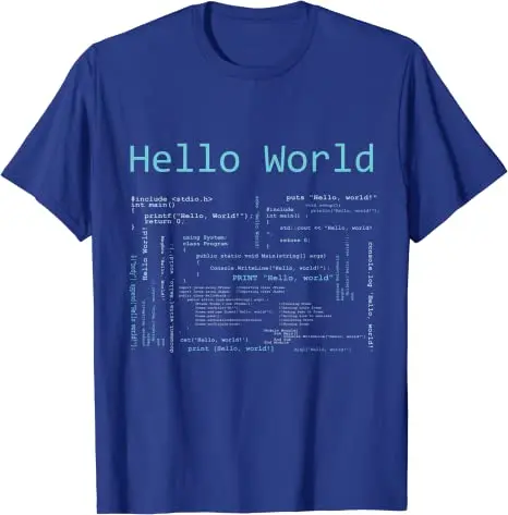 Футболка Hello World с языками программирования компьютера