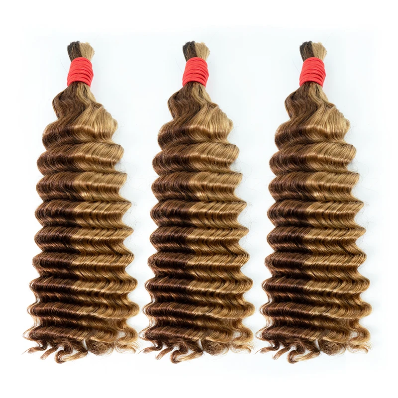 Real Virgin Human Hair Bulk Extension 613 Blonde Hair Bulk Weaving For Braiding Unprocessed No Weft Deep Wave Bundles