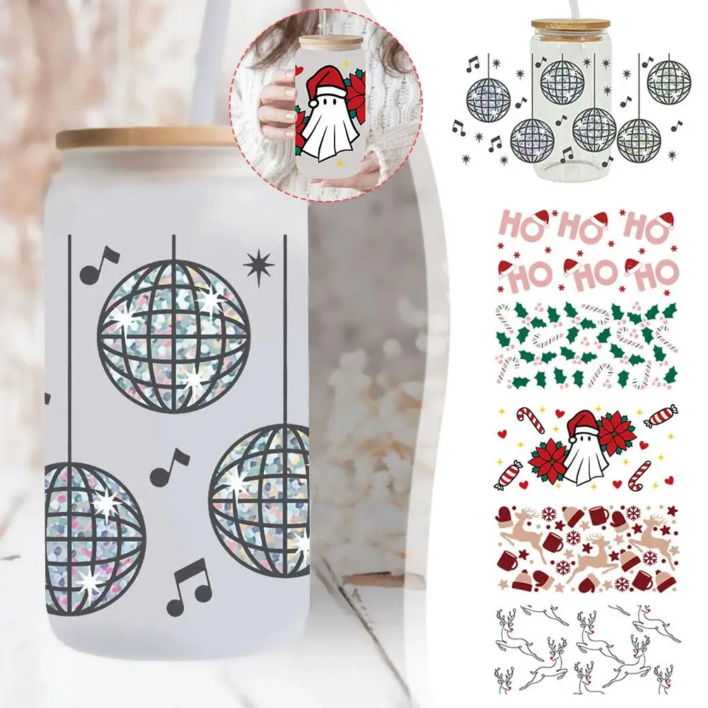 

Christmas Uv Dtf Sticker For 16oz Glass Cups Transfer Decal Sticker Custom Labels Diy Logo Selfadhesive O9d8