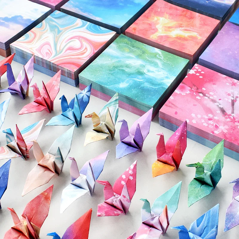 400 Fogli Origami Paper Craft Pieghevole Lucky Wish Paper Crane Craft Double Sided Folding Lucky Wish Paper Scrapbooking A Colori Fai Da Te