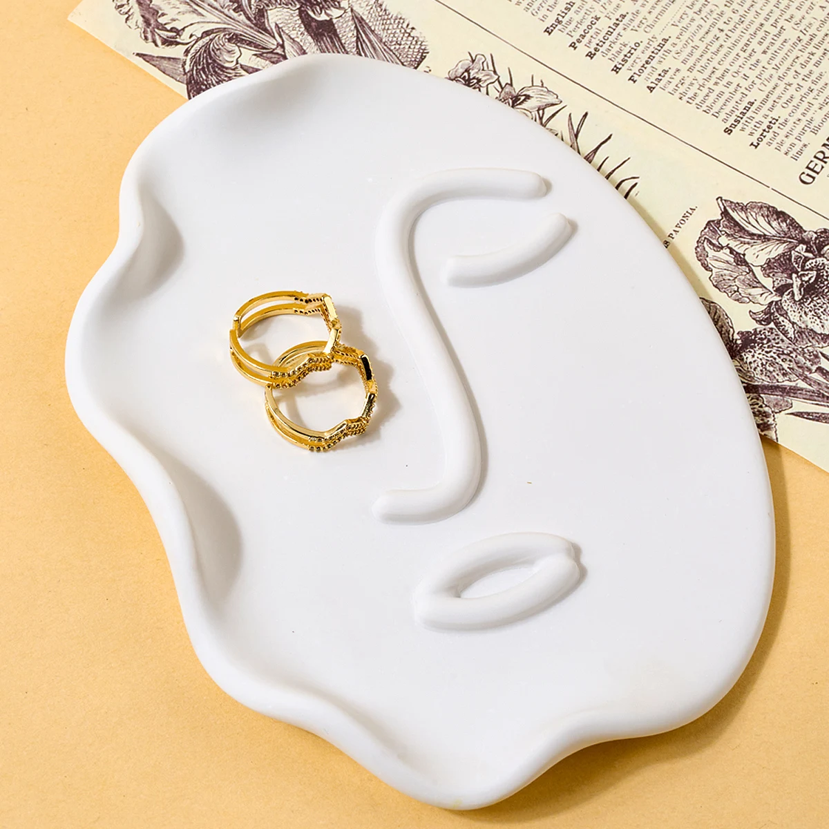Nordic Design Tray Silicone Mold DIY Abstract Human Face Plaster Epoxy Resin Jewelry Storage Plate Molds Home Decor Craft Gifts Silicone Mold