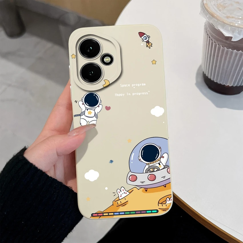 Astronaut-Themed Liquid Silicone Anti-Slip Phone Case