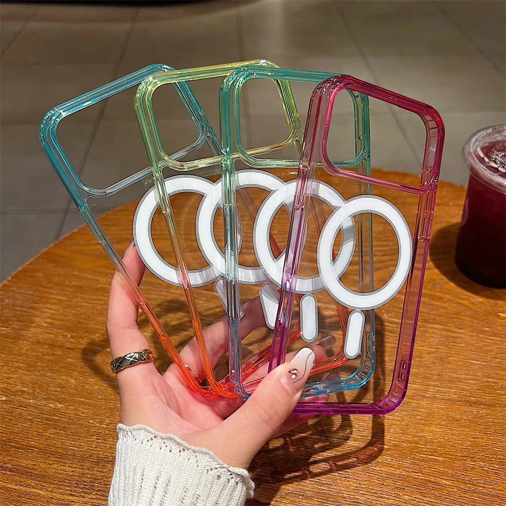 Gradient Colorful MagSafe-Compatible Magnetic Phone Case with Wireless Charging