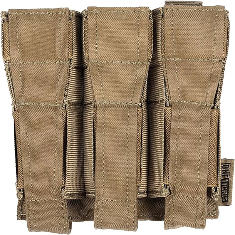 ONETIGRIS Tactical Mag Pouch, MOLLE Triple Open-Top Magazine Pouch fits Most SMG Magazines MP5 Mags 33 Round Glock 9mm Mags